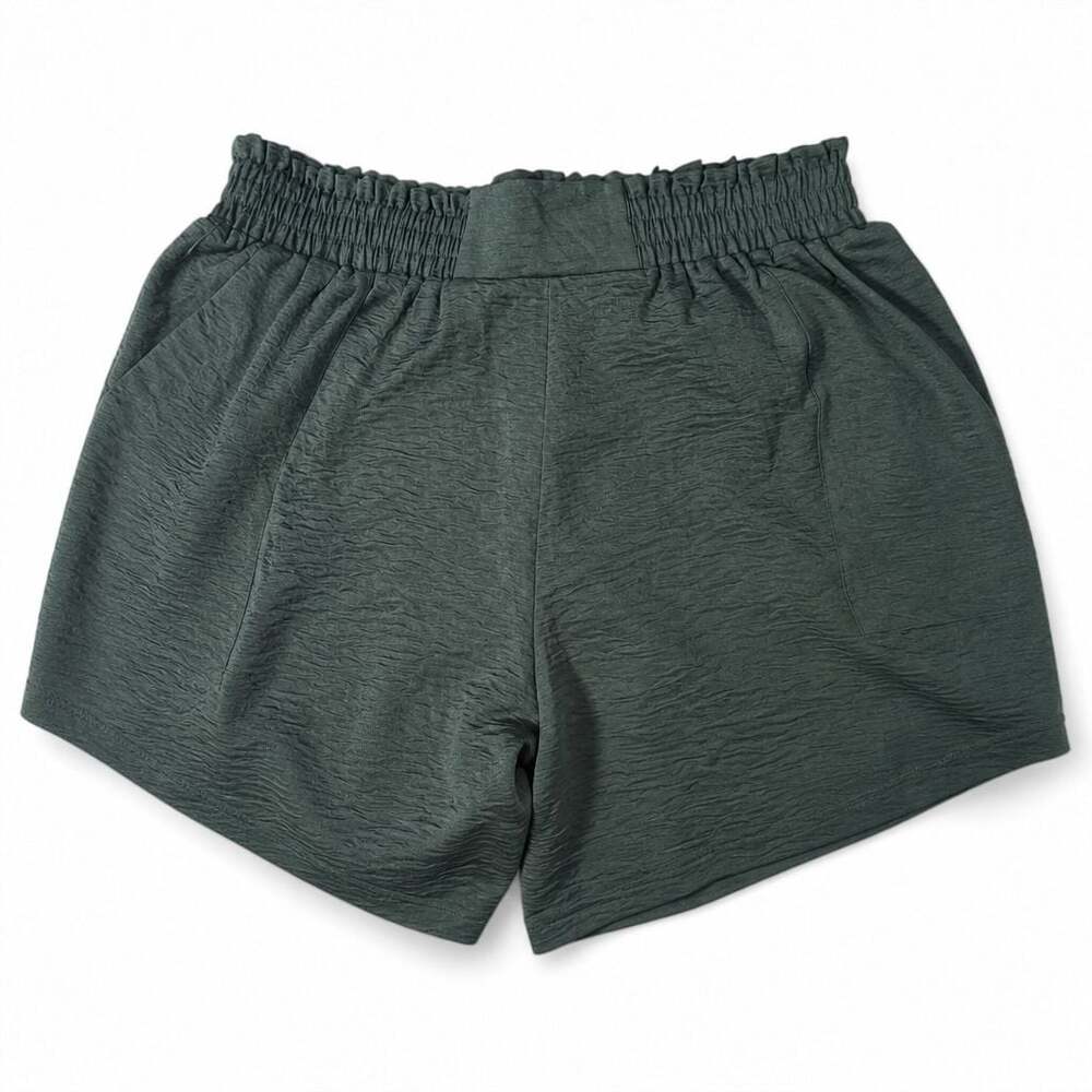 SHOWMALL Black Textured Elastic Waist Casual Shorts/0050 - Picture 1 of 6